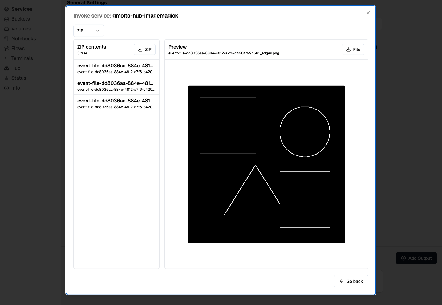 Synchronous invocation result in the OSCAR Dashboard