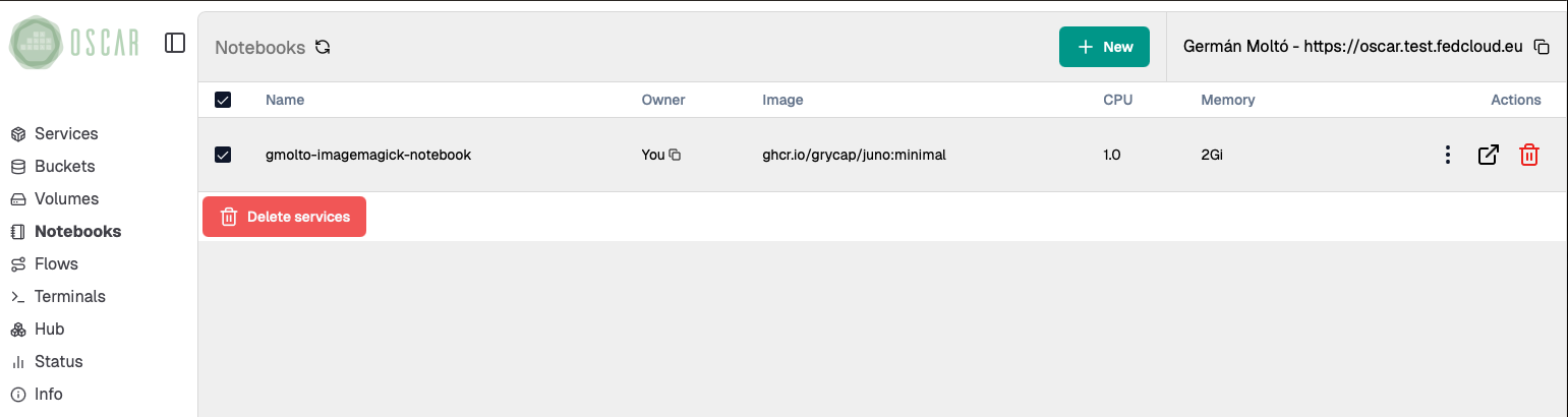 Dashboard Notebook Delete